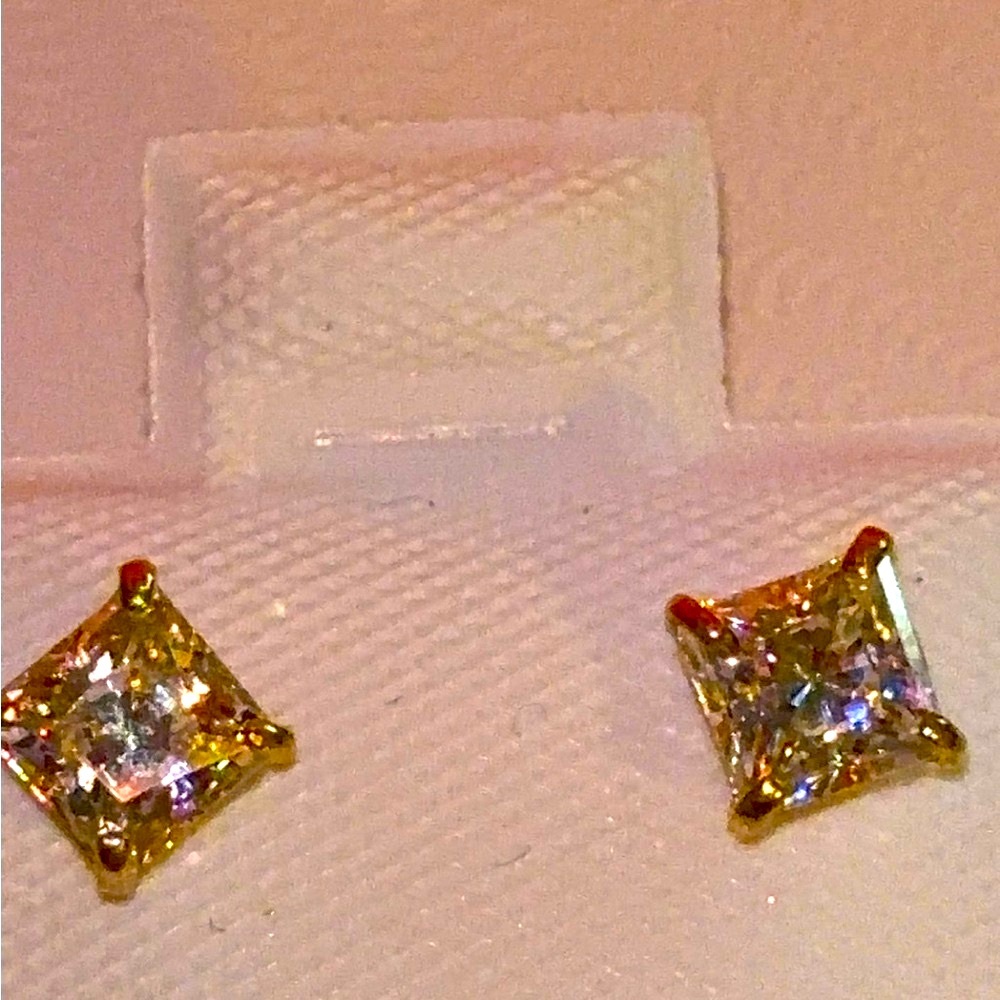Dainty Real 10kt Gold Earrings with Sparkling Crystals!